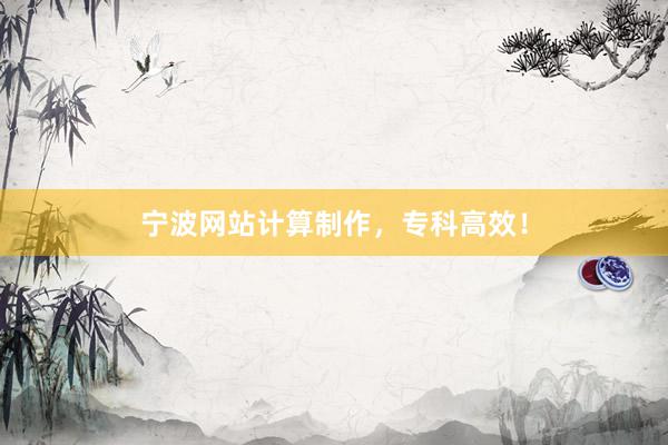 宁波网站计算制作，专科高效！